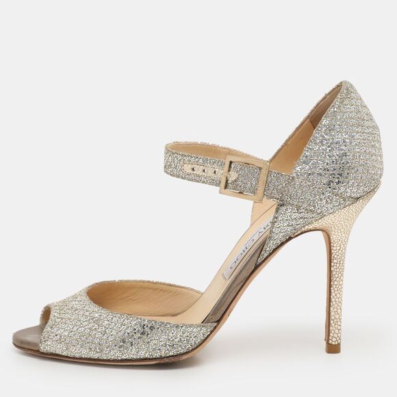 Jimmy Choo Silver Glitter And Lame Fabric Ankle Strap Sandals Size 38,New Products : American Fashion Style Bags On Sale